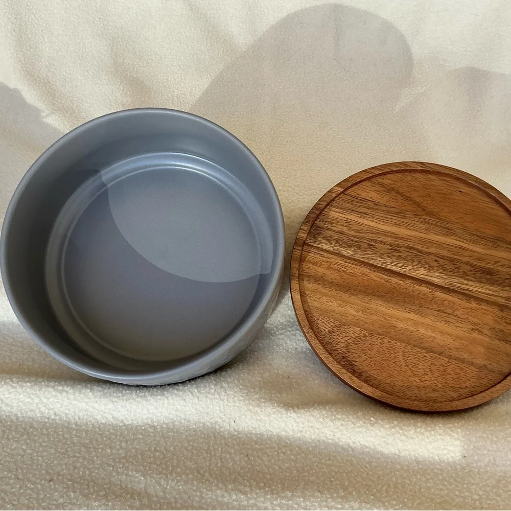 Disney Mickey Embossed Stoneware bowl with on a wooden base